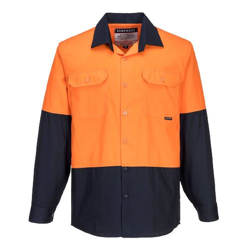 Portwest Hi-Vis Two Tone Lightweight Long Sleeve Shirt Reflective Safety MS801-Collins Clothing Co