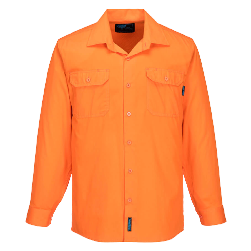 Portwest Hi-Vis Lightweight Long Sleeve Shirt Collared Button Comfy Shirt MS301-Collins Clothing Co