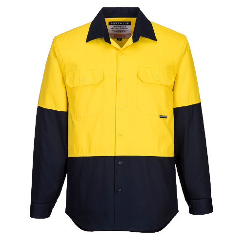Portwest Hi-Vis Two Tone Regular Weight Long Sleeve Shirt Work Safety MS901