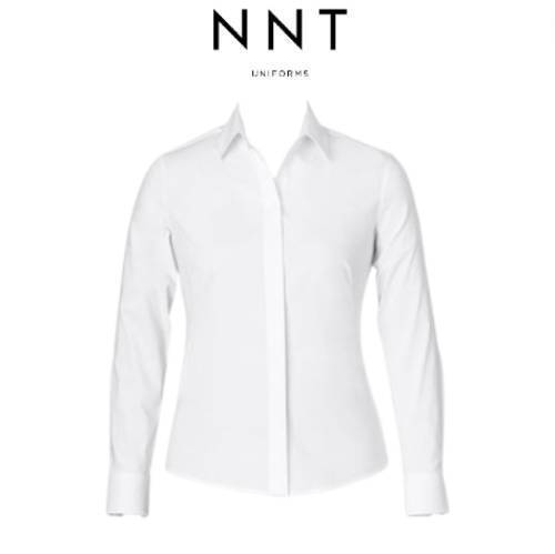 NNT Womens Stretch Cotton Blend L/S Conceal Front Fitted Collared Shirt CAT4MT