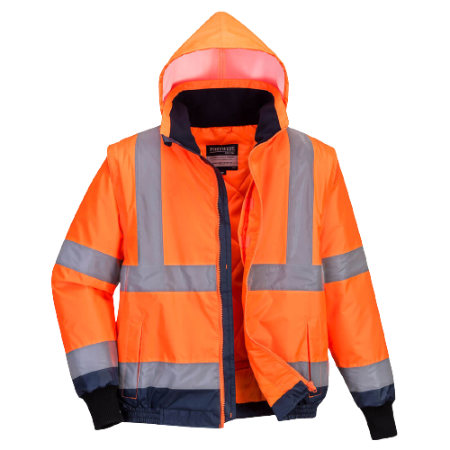 Portwest Hi-Vis Essential 2-in-1 Bomber Jacket with tape Reflective Safety MJ464-Collins Clothing Co