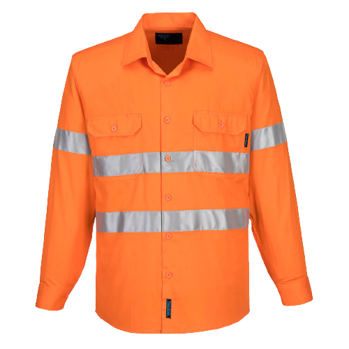 Portwest Hi-Vis Lightweight Long Sleeve Shirt with Tape Reflective Safety MA301-Collins Clothing Co