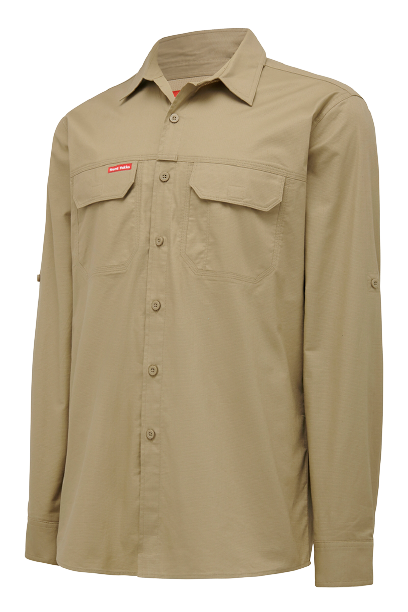 Hard Yakka Mens Flex Ripstop Shirt Long Sleeve Sunglass Loop Work Wear Y04305-Collins Clothing Co
