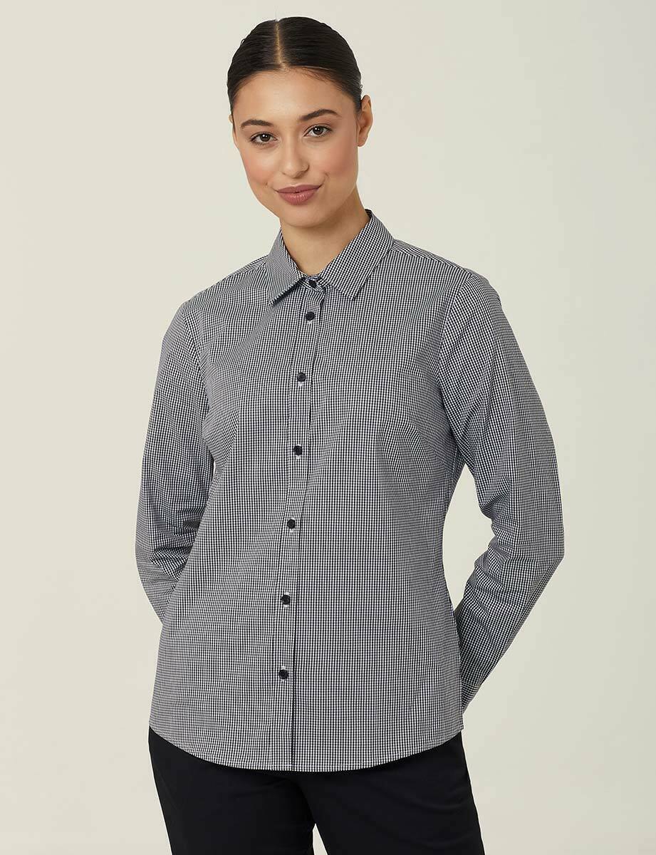 NNT Womens Avignon Gingham Business Shirts Long Sleeve Check Formal Shirt CATUKS-Collins Clothing Co