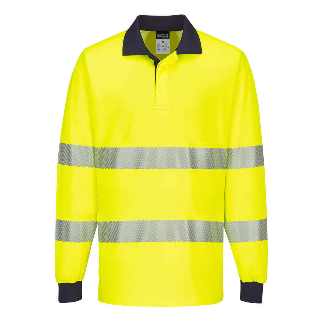Portwest Mens Long Sleeve PW3 Hi-Vis Polo Shirt  Reflective Safety Workwear T186-Collins Clothing Co