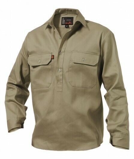 KingGee Closed Front Drill Shirt Reinforced Stitching Tough Work K04020-Collins Clothing Co