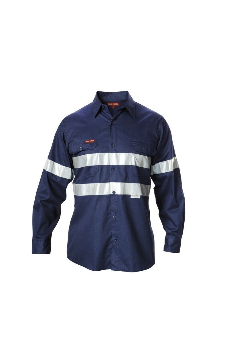 Hard Yakka Foundations Long Sleeve Taped Cotton Drill Work Shirt Y07227-Collins Clothing Co