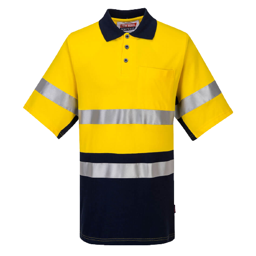 Portwest Short Sleeve Cotton Pique Polo with Tape HiVisTex Reflective Work MP618-Collins Clothing Co