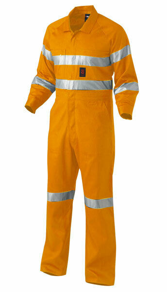 KingGee Mens Hi-Vis Combination Drill Overalls Spliced Cotton Work Safety K51525