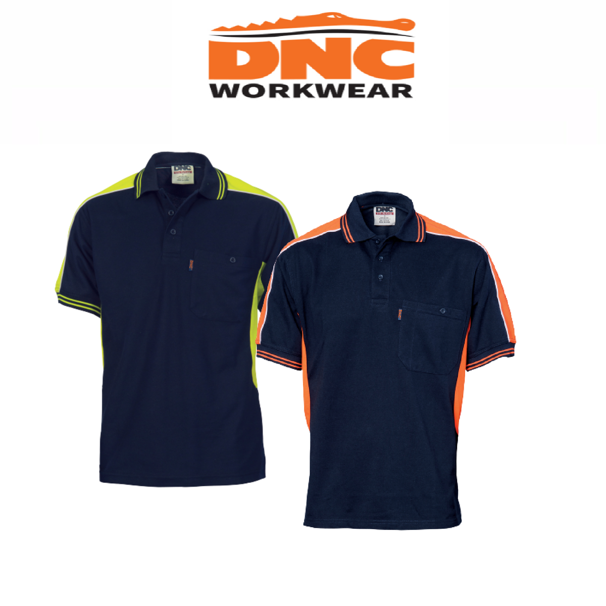 DNC Workwear Mens Polyester Cotton Panel Polo Shirt - Short Sleeve Casual 5214