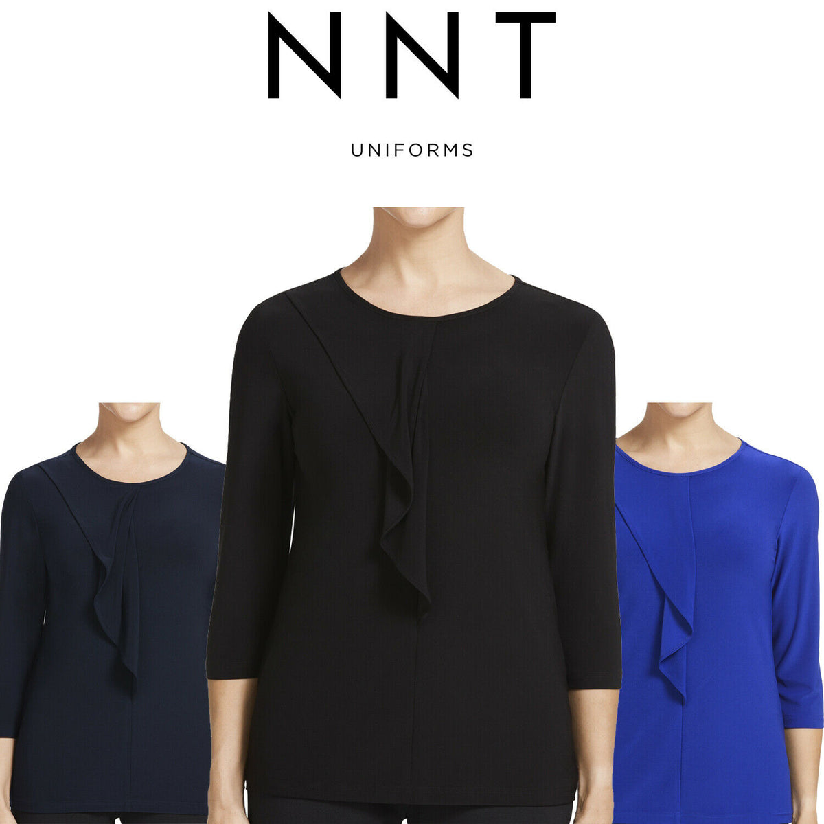 Womens NNT Blouse Soft Jersey 3/4 Round Neck T-Top Casual Corporate Top CATU9Q