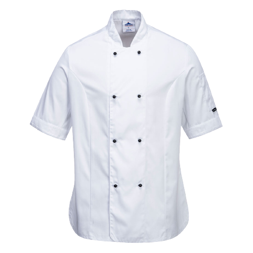 Portwest Rachel Ladies Chefs Jacket S/S Comfortable Mesh Air Sleeve Pocket C737