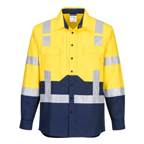 Portwest Hi-Vis Stretch Long Sleeve Shirt Reflective Tape Work Safety MS103-Collins Clothing Co