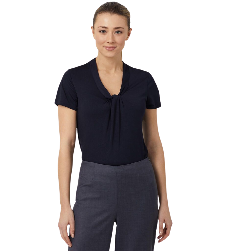 NNT Womens Matt Jersey Twist Neck Short Sleeve Top Classic Fit V Neckline CATUFS-Collins Clothing Co