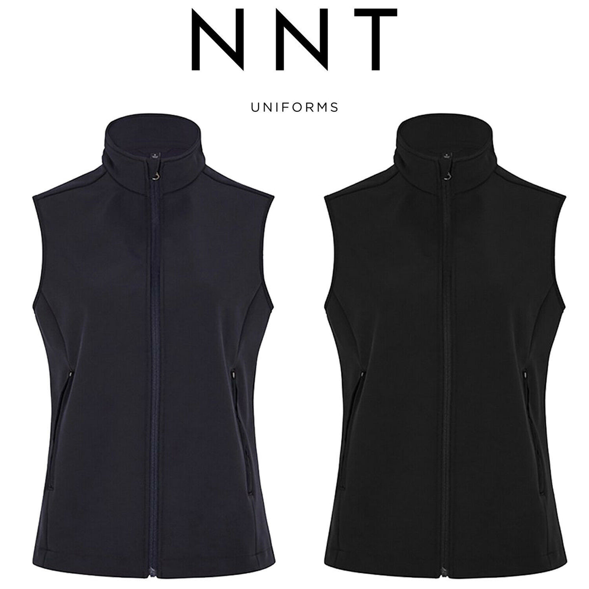 Womens NNT Ladies Warm Bonded Fleece Sleeveless Zip Vest Black Navy CAT748