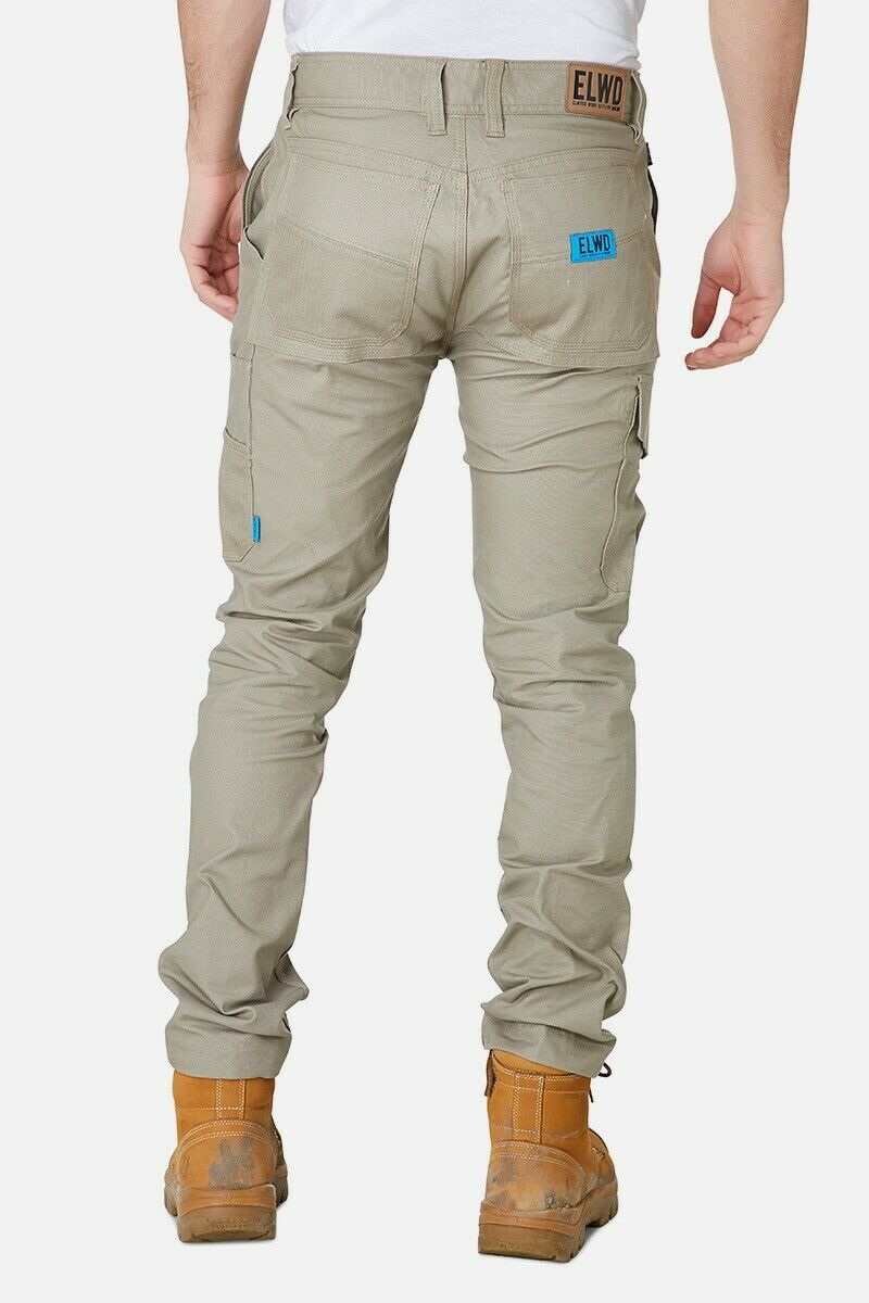 Mens Elwood Slim Pants Stretch Canvas Work Utility Safety Tradie Phone EWD105-Collins Clothing Co