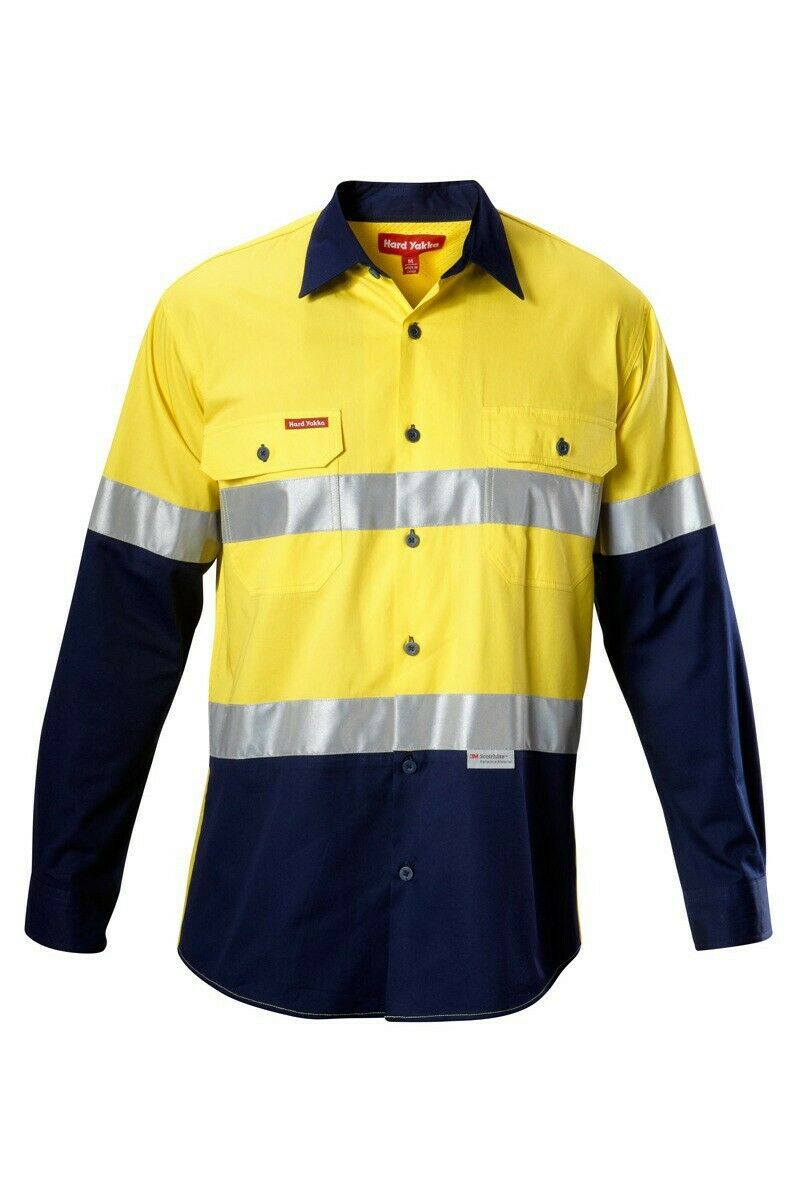 Hard Yakka Koolgear Hi-Vis Safety Summer Cool Long Sleeve Work Shirt Y07978-Collins Clothing Co