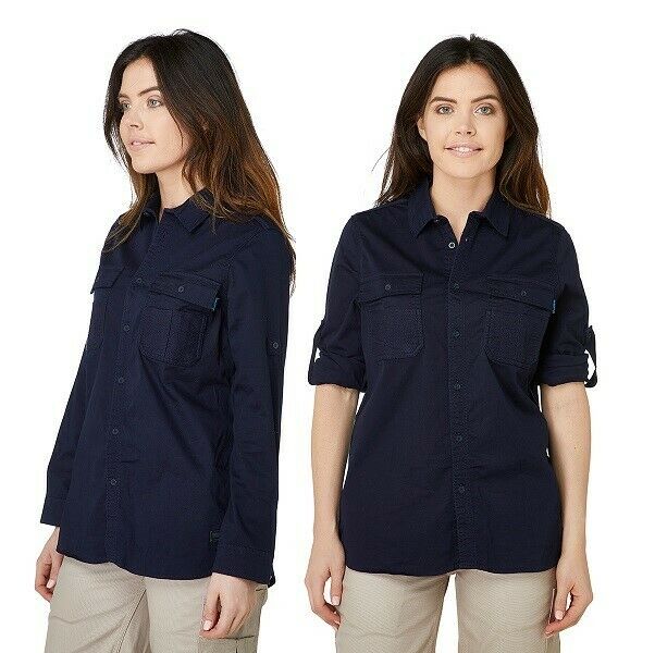Womans Elwood Workwear Work Utility Stretch Twill Shirt Roll Up Sleeves EWD701-Collins Clothing Co