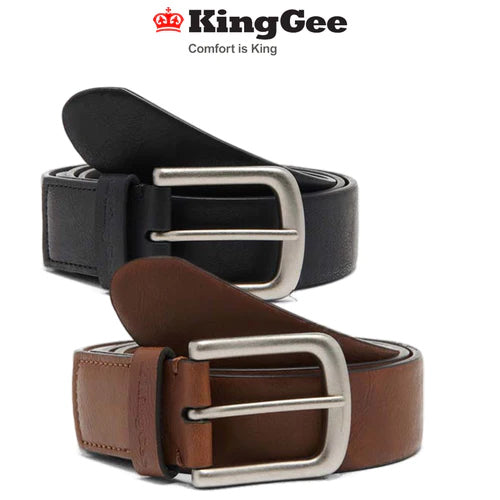 KingGee Mens Stretch Logo Belt Leather Elastic Active Work Steel Buckle K99027