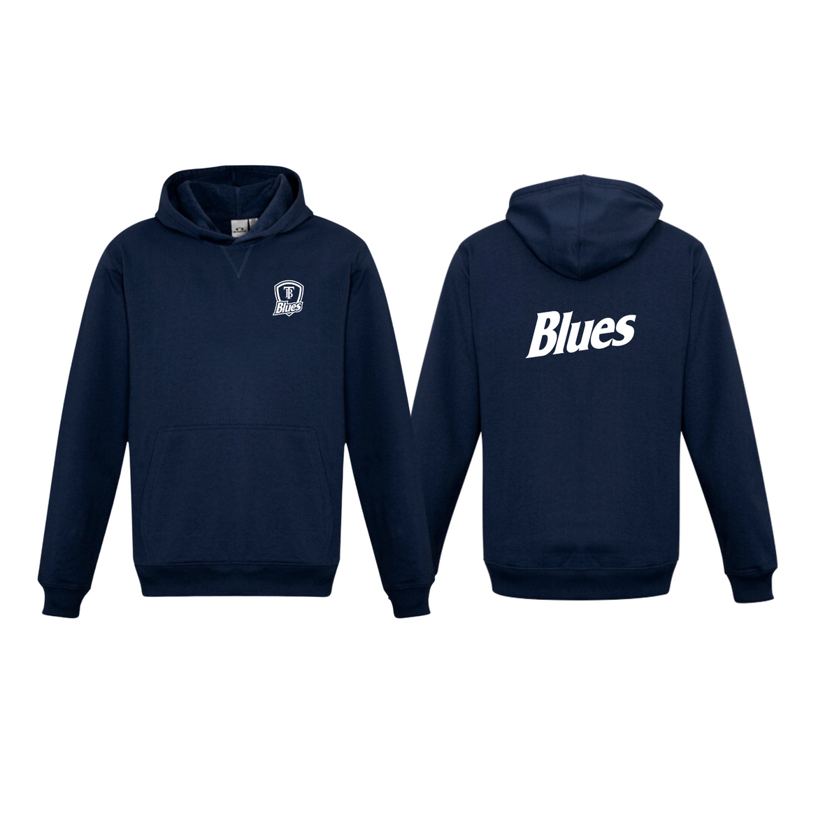 Tumby Bay Blues Kids Crew Hoodie Front and Back Logo Embroidered Navy SW760K
