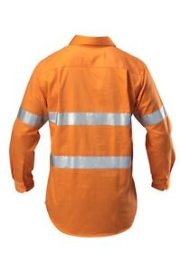 Hard Yakka Shirt Hi-Vis Safety Closed Front Drill Tape Long Sleeve Y07899-Collins Clothing Co