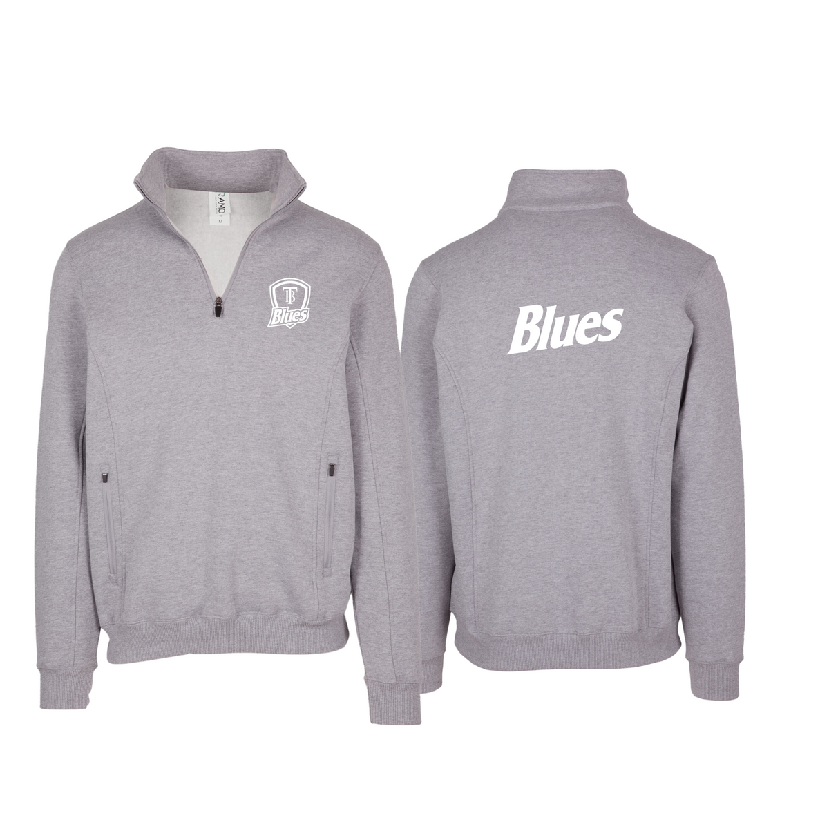 Tumby Bay Blues Mens Enterprise Half Zip Fleece Front and Back Logo Embroidered Grey F365HZ