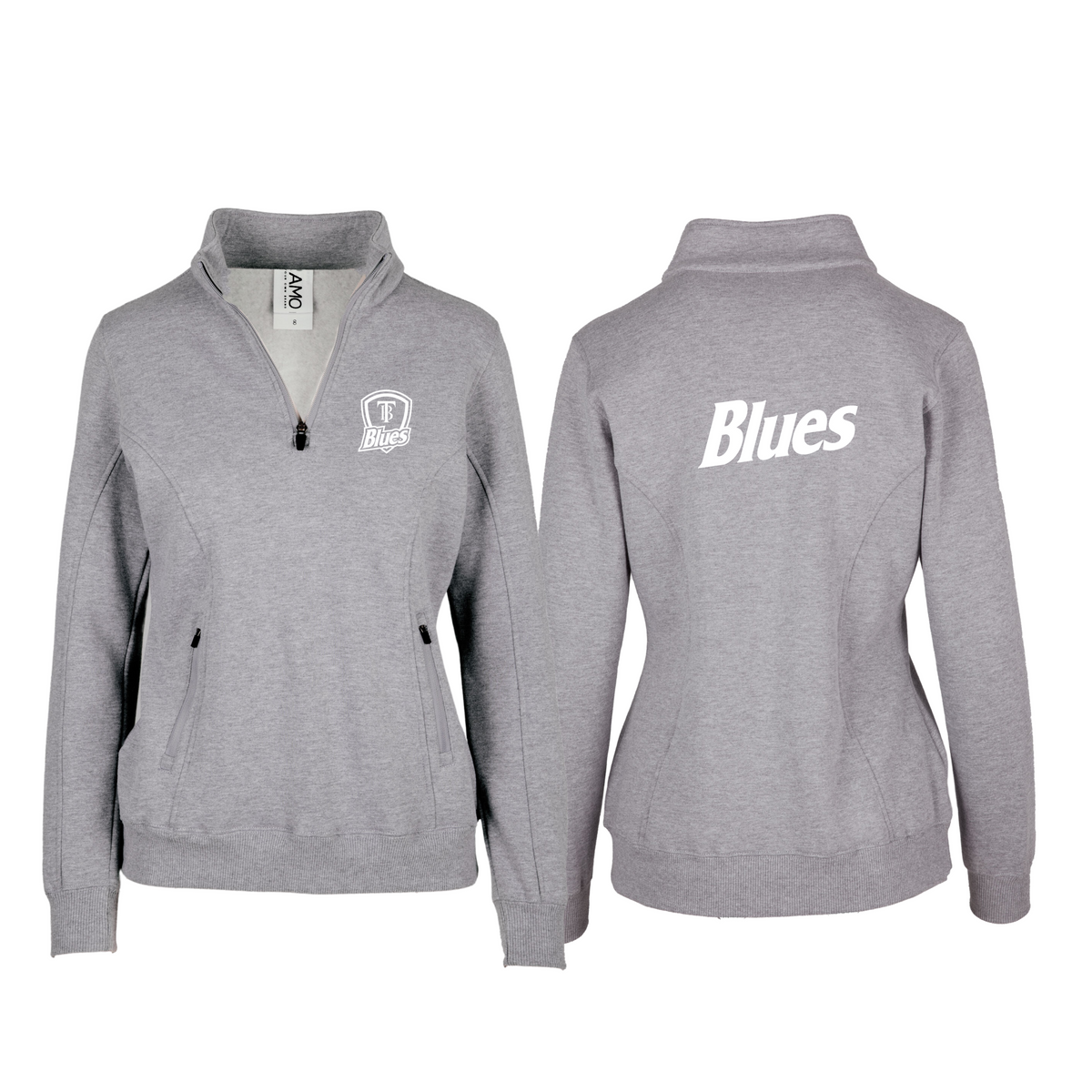 Tumby Bay Blues Ladies' Enterprise Half Zip Fleece Front and Back Logo Embroidered Grey F365LD-Collins Clothing Co