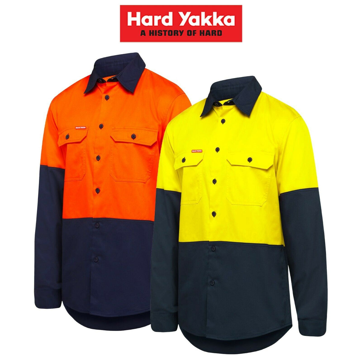 Hard Yakka Core Hi-Vis Vented Cotton Twill Work Long Sleeve Shirt Y07950